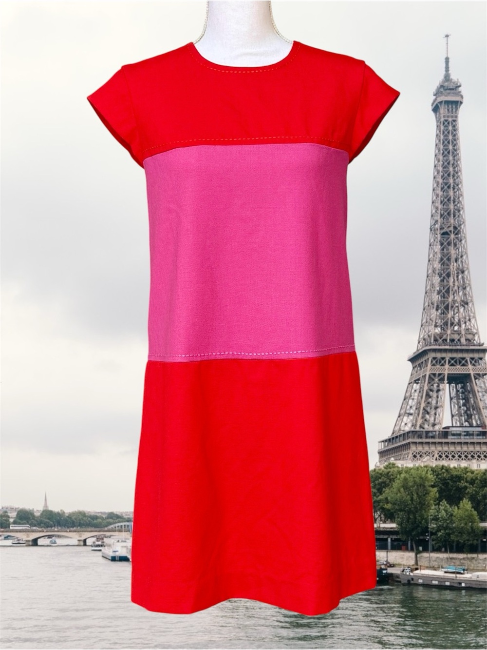 Kate Spade Short Sleeve Colorblock Red and Pink Shift Dress Size 4 EUC